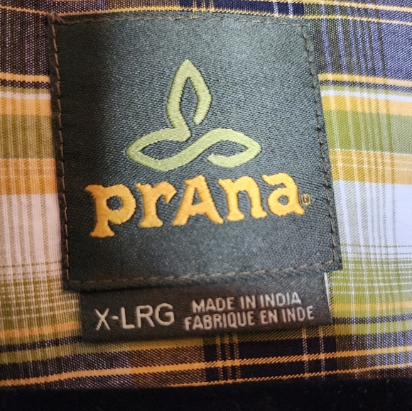 Prana snap button short sleeve plaid organic cotton shirt - Picture 3 of 12